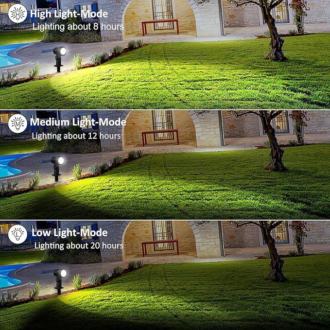MEIHUA Solar Spot Lights Outdoor Garden, 4 in 1 2700K/4000K/6500K Adjustable LED Solar Powered Spotlight, IP66 Waterproof Solar Landscape Spotlights 3 Brightness for Garden Pathway Yard Tree