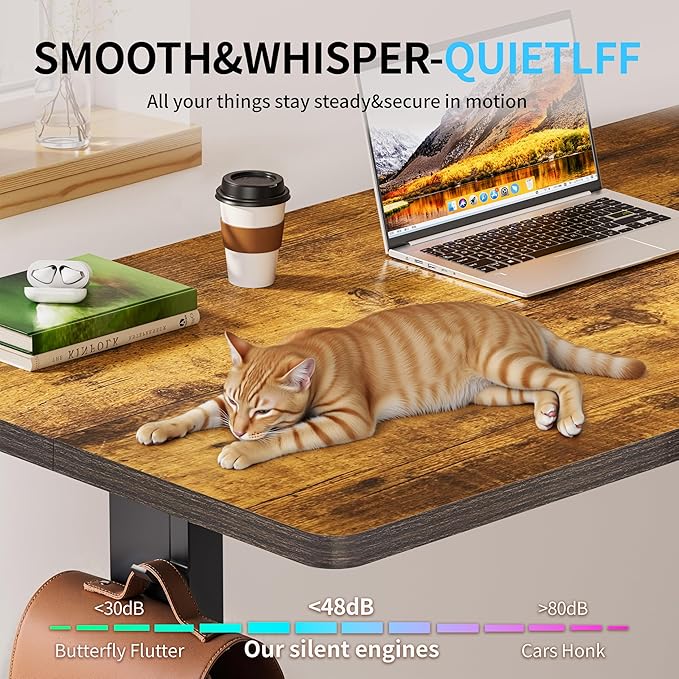 BIZUM Electric Standing Desk, 55" x 24" Height Adjustable Desk, Rustic Brown Sit to Stand Desk Memory Gaming Computer Workstation for Home Office