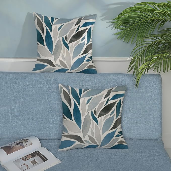 Boho Pillow Covers 18x18 Set of Geometric Navy Blue Pattern Throw Pillow Covers Outdoor Decoration Bohemian Modern Abstract Decorative Pillowcase Farmhouse Cushion Cover for Home Sofa