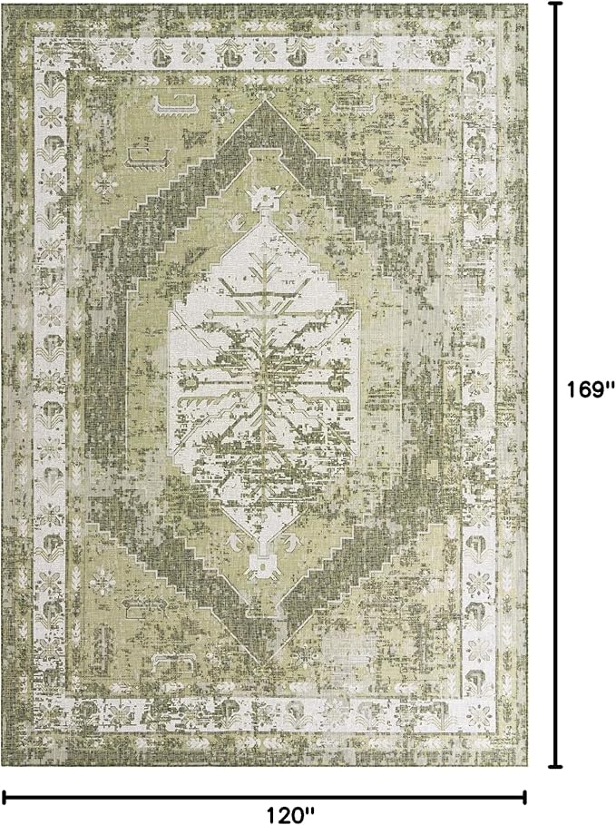 Unique Loom Outdoor Traditional Collection Area Rug - Valeria (10' x 14' 1" Rectangle, Green/ Light Green)