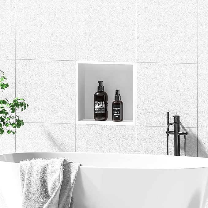 Stainless Steel Shower Niche 12" X 12", No Tile Needed Wall Niche, Recessed Shower Shelf for Bathroom Storage, Matte White