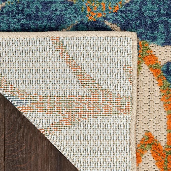 Nourison Home Aloha Indoor Outdoor Blue Green 3'6" x 5'6" Area Rug, Easy Cleaning, Non Shedding, Bed Room, Living Room, Dining Room, Backyard, Deck, Patio (4x6)