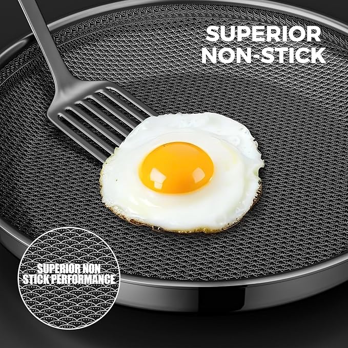 Non Stick Frying Pans,Hybrid Nonstick 9.5 Inch Frying Pan,Stay-Cool Handle,Dishwasher-Friendly,Nonstick Frying Pan,Oven-Safe,Works on,Ceramic and Gas Cooktops
