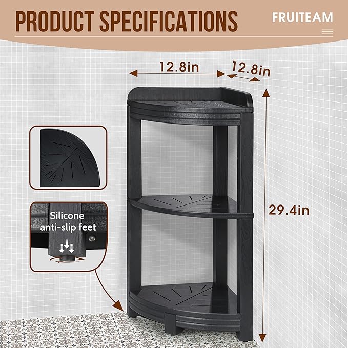 Corner Shower Shelves, Shower Shelf for Inside Shower, Sturdy Shower Organizer Corner, 3-Tier Waterproof Bathroom Storage Shelf for Organizing Toiletries, Space Saving Bathroom Storage