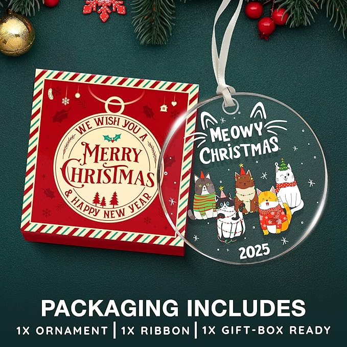 Cat Ornament - Christmas Tree Decorations for Cat Lovers, 2025 Kitty Christmas Ornaments, Unique cat Ornaments for a Festive Celebration, Ideal for Adding Feline Fun to Your Holiday Decor