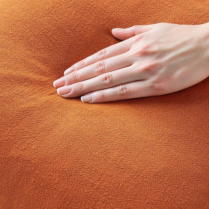 MIULEE Fall Decorative Throw Pillow Covers Neutral Linen Fringe Throw Pillows Euro Shams Set of 2 Orange Boho Farmhouse Cushion Covers for Couch Sofa Bed Living Room Spring Home Decor 22x22 Inch