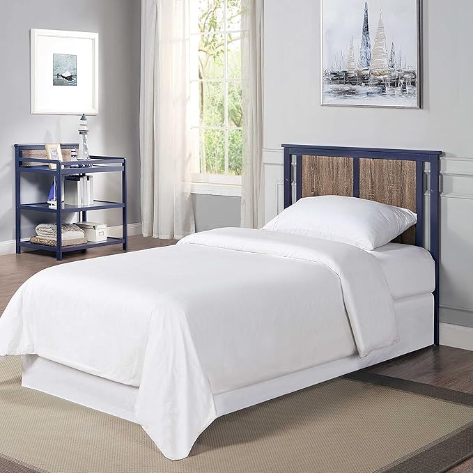Suite Bebe Connelly 3-in-1 Mini Crib in Midnight Blue/Vintage Walnut - Comes with Mattress Pad