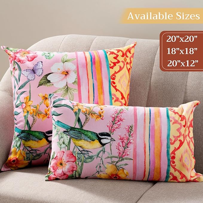 Maison d' Hermine Decorative Pillow Covers 20x20 Inch Square 100% Cotton Throw Pillow Covers with Invisible Zipper for Living Room Couch, Chair, Sofas, Bedroom, Home (Hesperides - Glamour)