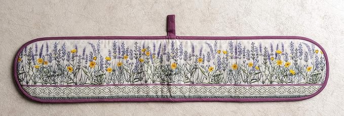 Maison d' Hermine Double Oven Mitts 100% Cotton 7"x35" Double Oven Mitt Heat Resistant BBQ Cooking Gloves with Loop, Baking, Grilling, Home, Kitchen, Handling Hot Pans Spring Summer (Fanny Lavender)