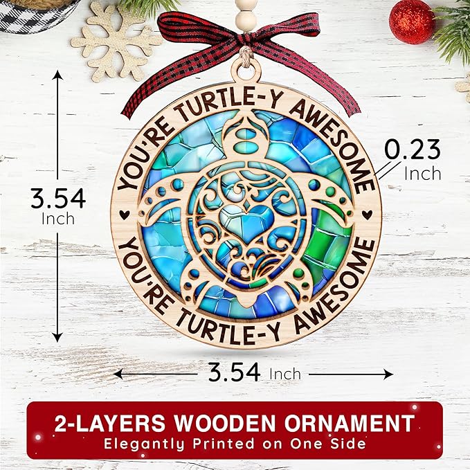 Turtle Ornaments for Christmas Tree - Vivid Sea Gifts for Turtle Lovers, Unique and Fun Turtle Ornament for Holiday Decorations, Festive Beach and Ocean Ornaments, Hawaiian or Beach Themed Christmas