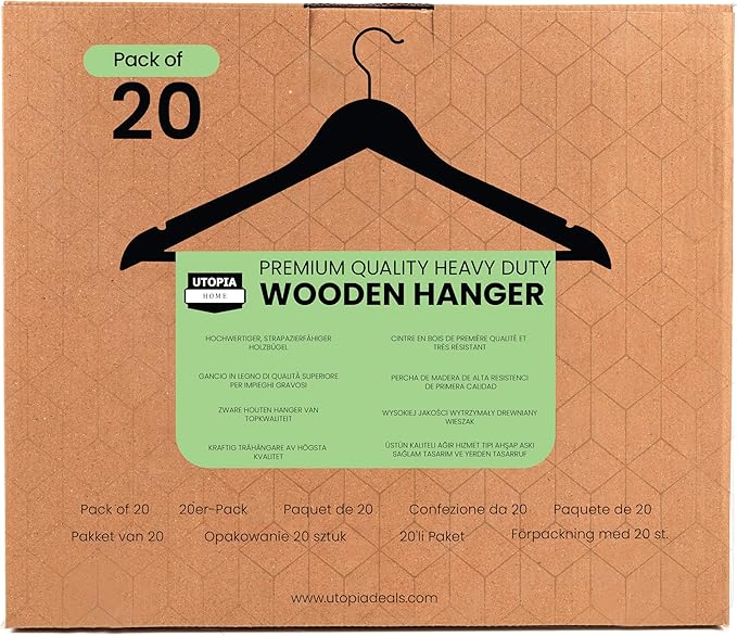 Utopia Home Premium Wooden Hangers 20 Pack - Durable & Slim Coat Hanger - Suit Hanger with 360-Degree Rotatable Hook - Wood Hangers with Shoulder Grooves (Cherry Color)
