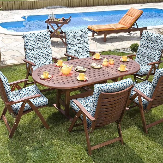 Set of 2 Outdoor High Back Chair Cushions 44"x 22",Water Repellent Rocking Seat Cushions Replacement, Seat/Back Chair Cushions for Patio,Porch,Balcony and Indoor - Brush Blue