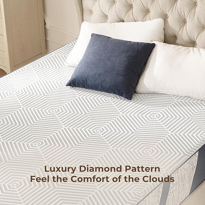 King Size Mattress, 12 Inch Gel Memory Foam King Mattress, for Pressure Relief & Spine Support, Diamond Pattern Design, Medium Feel, CertiPUR-US Certified