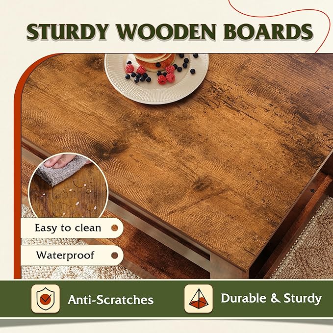 WLIVE Coffee Table, 39" Lift Top Coffee Table with Hidden Compartment and Storage Shelf for Living Room, Rustic Brown