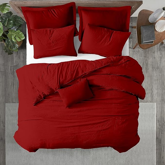 Kotton Culture Twin Size Duvet Cover Set 100% Egyptian Cotton - 600 Thread Count Ultra Soft Premium Durable Comforter Cover Zipper Closure & Corner Ties (Blood Red,Twin/Twin XL 68" X 90")