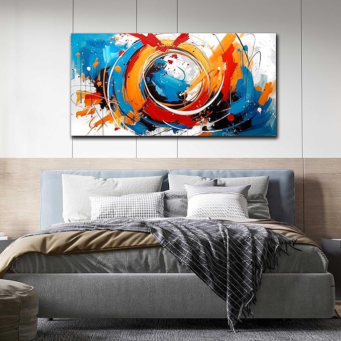 Abstract Wall Art for Office - Colorful Wall Art for Bedroom Ready to Hang Size 24" x 48"