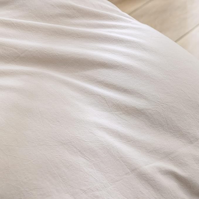 BESTOUCH Duvet Cover Set 100% Washed Cotton Linen Feel Super Soft Comfortable Chic Lightweight 3 PCs Home Bedding Set Solid Linen Grey Oversized Full