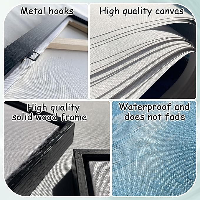 Large Abstract Wall Art - Gray and Black Modern Canvas Wall artwork, Framed Room Wall Decor for Living Room, Bedroom, and Office, Aesthetic Bedroom Wall Art Above Bed, Office Decorations for Work