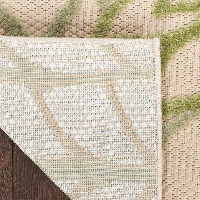Nourison Home Aloha Tropical Indoor/Outdoor Ivory Green 6' x 9' Area Rug, Easy Cleaning, Non Shedding, Bed Room, Living Room, Dining Room, Backyard, Deck, Patio (6x9)
