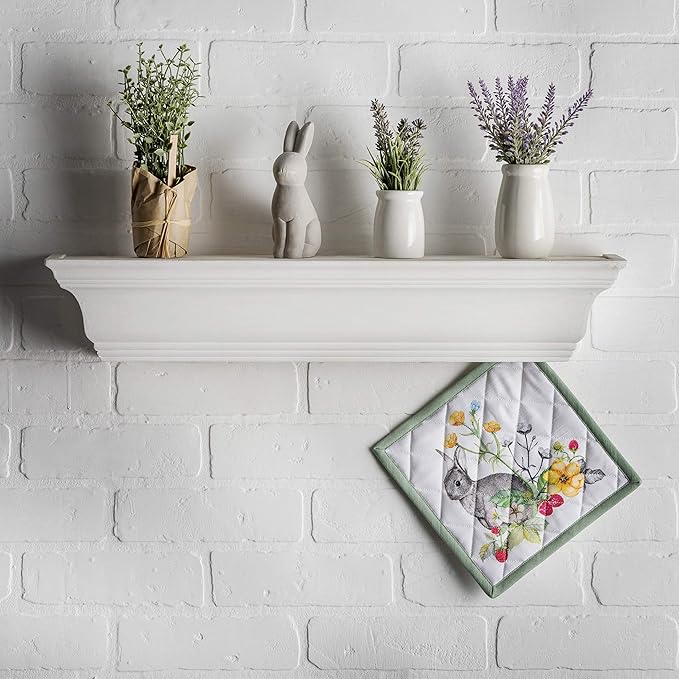 Maison d' Hermine Pot Holders Set 100% Cotton Heat Resistant Potholders 8" x 8" Hot Pads with Loop BBQ, Cooking, Baking, Grilling, Kitchen, Handling Hot Pans Spring/Summer (Pack of 2, Printemps)