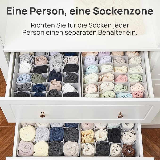 Vtopmart 3 Pack 24+24+16 Cells Socks Drawer Organizers Set, 64 Cells Clothes Drawer Dividers Dresser Organizers Bins, Scarves, Ties, Non-Woven Fabric Storage Boxes for Closet, Nursery