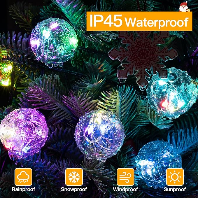 Ollny Outdoor Lights 30FT 30Bulbs, RGBW Color Changing String Light, Plug in Remote Waterproof Shatterproof Timers G40 Patio Lights for Outside Balcony Porch Camping Deck Yard