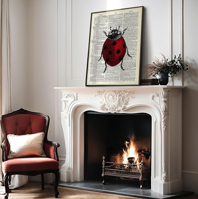 Poster Master Dictionary Art Poster - Retro Ladybug Print - Insect Art - Red Bug Art - Gift for Men, Women & Animal Lover - Minimal Decor for Living Room & Kid's Room - 16x20 UNFRAMED Wall Art