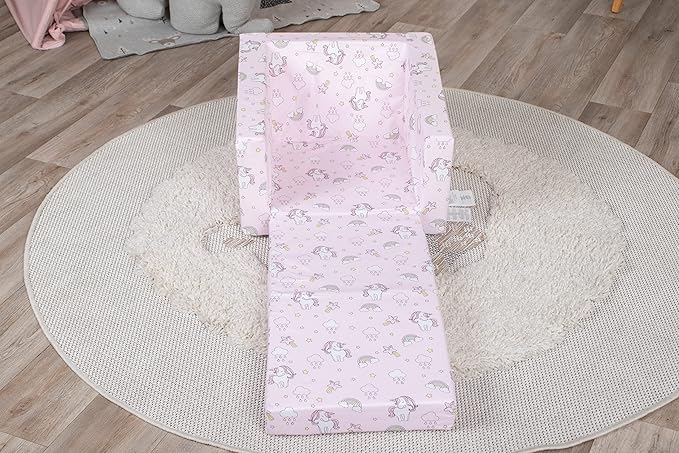 Delsit Kids Couch for Toddlers - 2 in 1 Convertible Foam Armchair to Lounger, Comfy Flip Out Lounge Chair, Sofa for Children, Made in Europe