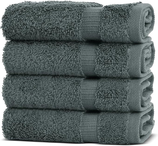 Chakir Turkish Linens | Hotel & Spa Quality 100% Cotton Premium Turkish Towels | Soft & Absorbent (4-Piece Washcloths, Dark Gray)