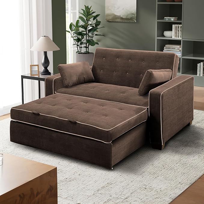 Serta Ainsley Loveseat with Pull Out Sleeper Microfiber Java Queen