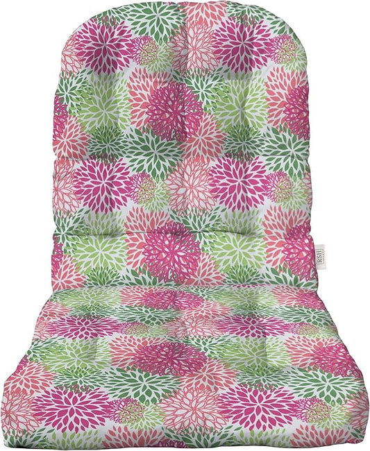 RSH DECOR: Tufted Adirondack Chair Cushion | 42.5” x 21” | All-Weather Spun Fabric | Water and Fade-Resistant | Outdoor Cushion for Patio Furniture | Floral Blooms Pink