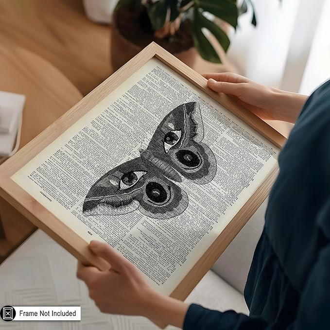 Poster Master Dictionary Art Poster - Butterfly Print - Eyes on Wings Art - Insect Art - Gift for Men, Women & Animal Lover - Gothic Decor for Living Room, Bedroom or Dorm - 11x14 UNFRAMED Wall Art