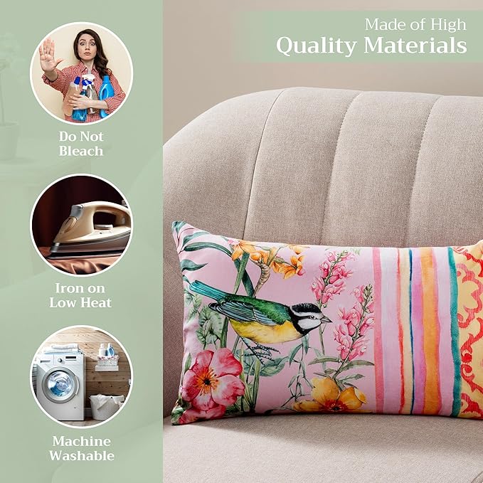 Maison d' Hermine Decorative Pillow Covers 12x20 Inch Rectangle 100% Cotton Throw Pillow Covers with Invisible Zipper for Living Room Couch, Chair, Sofas, Bedroom, Home (Hesperides - Glamour)