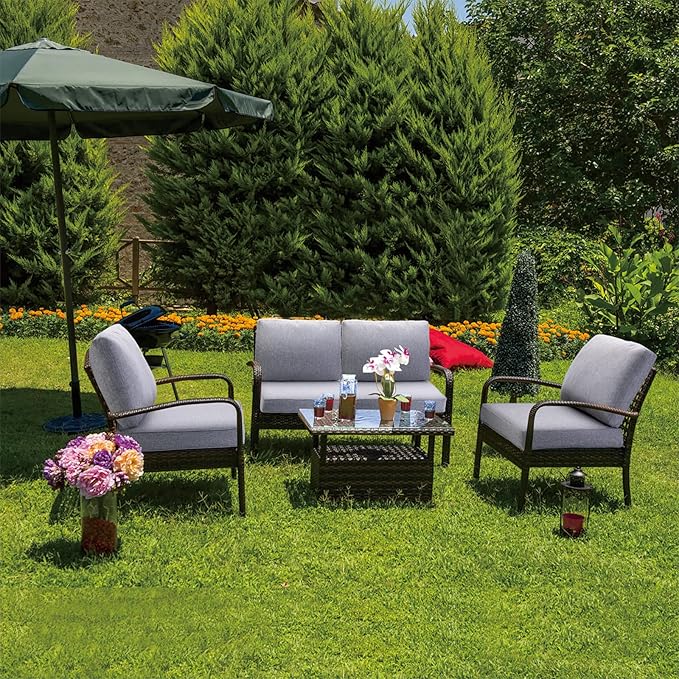 JMGBird Outdoor Seat/Back Chair Cushion Tufted Pillow, Indoor Deep Seat Chair Cushion Set 22"x22"