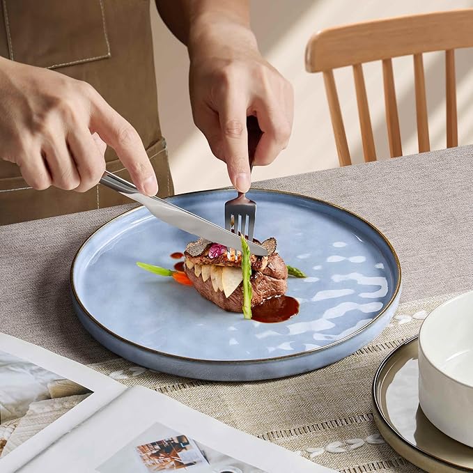 Herogo 12 Pieces Dishware Sets for 4, Stoneware Dinnerware Dish Set, Dinning Plates and Bowls for Home Kitchen, Dishwasher & Microwave Safe, Multicolor