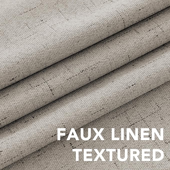 H.VERSAILTEX Linen Blackout Curtains 108 Inches Long 100% Blackout Thermal Insulated Textured Linen Look Curtain Draperies Anti-Rust Grommet, Energy Saving with White Liner, 2 Panels, Stone