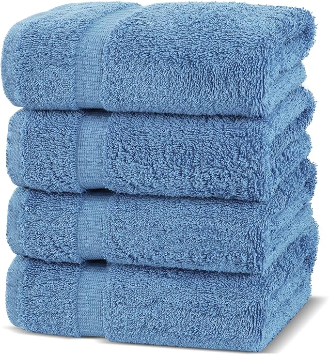 Chakir Turkish Linens Premium Cotton Absorbent Turkish Towels (Hand Towel - 4 Piece Wedgewood)