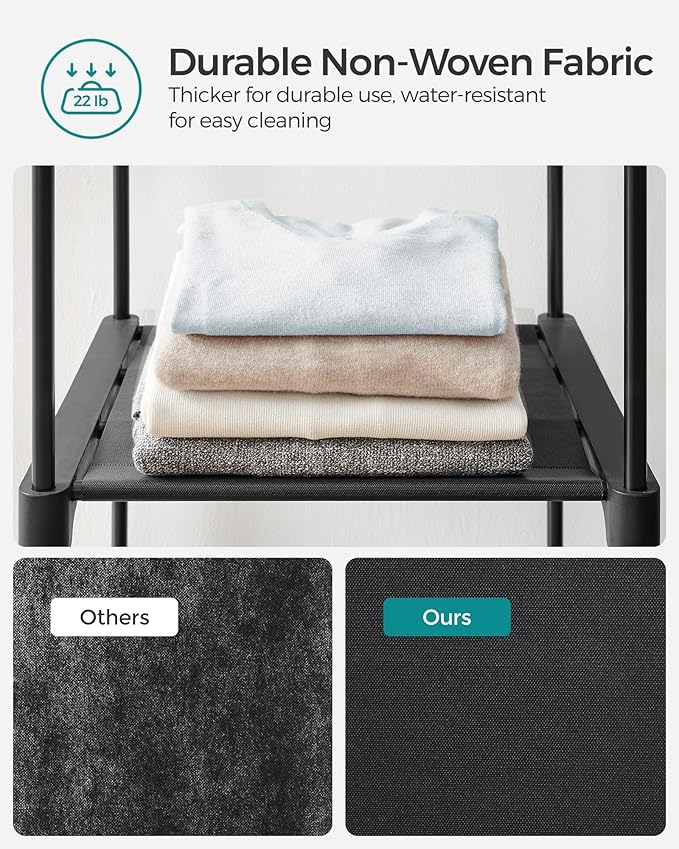 SONGMICS Closet Wardrobe, Portable Closet for Bedroom, Clothes Rail with Non-Woven Fabric Cover, Clothes Storage Organizer, 55.1 x 16.9 x 68.5 Inches, Black URYG02BK