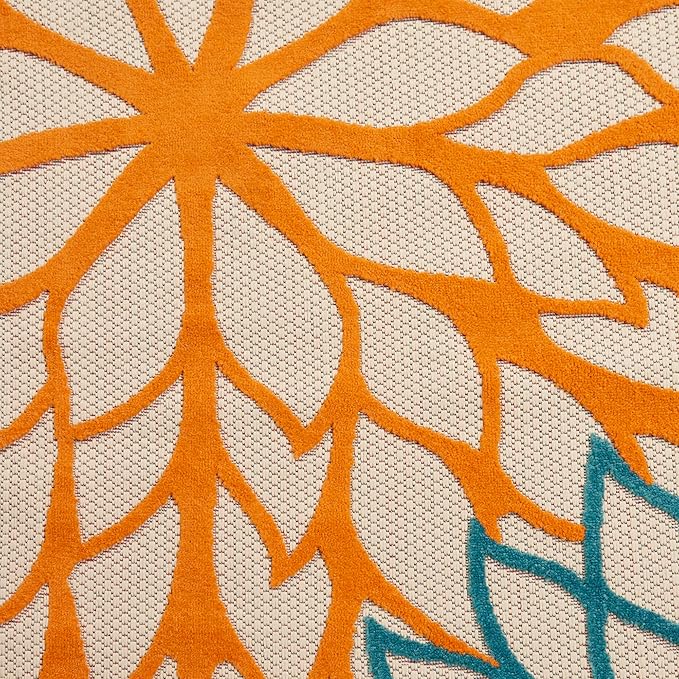 Nourison Aloha Indoor/Outdoor Green 6' x 9' Area Rug, Easy Cleaning, Non Shedding, Bed Room, Living Room, Dining Room, Deck, Backyard, Patio (6x9)