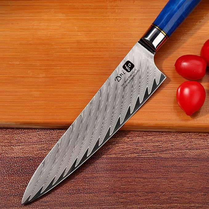 Chef Knife, Damascus Chef Knife 8 inch, Damascus VG-10 67-Layer Steel Japanese Kitchen Knives, Full Tang Non-stick Blade and Anti-rusting Forged Cooking Knife with Gift Box