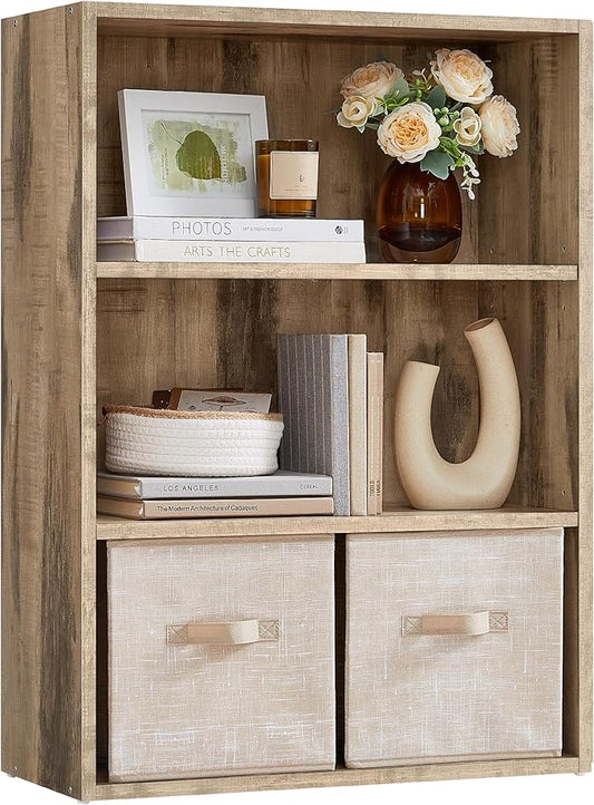 VASAGLE Custos Collection - Bookshelf, 3-Tier Bookcase, Book Shelf, Open Storage Shelf, 9.4 x 23.6 x 32 Inches, for Living Room, Home Office, Dinning Room, Camel Brown ULBC163L01