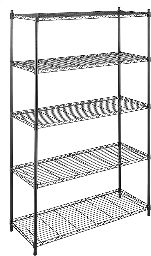 Whitmor Supreme 5 Tier Adjustable Shelving - 500 Pound Weight Capacity Per Shelf - Leveling Feet