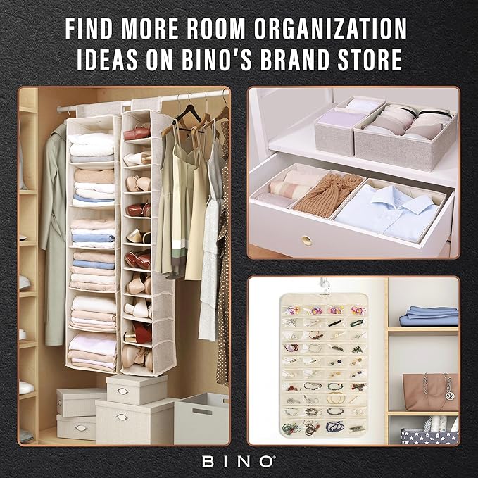 BINO 4-Pack Underwear Drawer Organizer - Beige | Sock Organizer | Drawer Organizer Dresser | Interior Drawer Organizer Storage | Dividers Dresser Drawers | Undergarment Scarf Tie Drawer Organizer