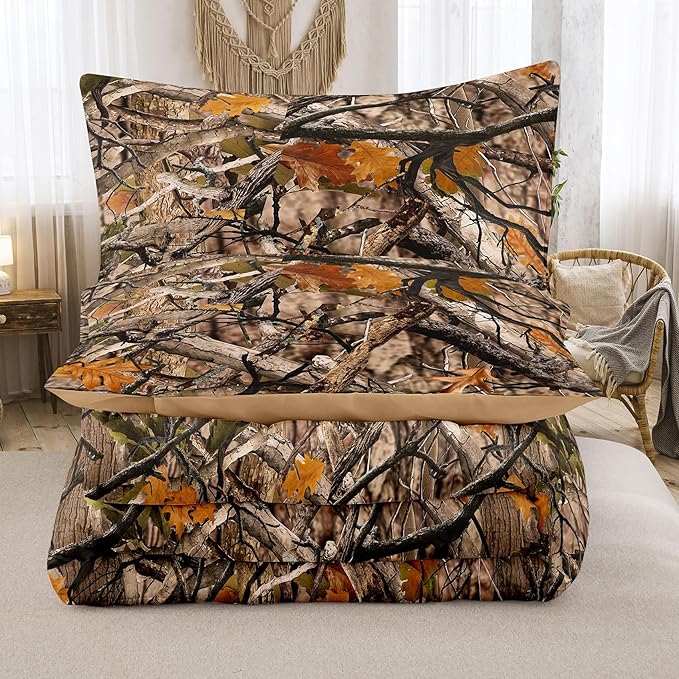 Tailor Shop Camo Bedding Sets Full Size,Camo Comforter Sets for Girls Kids Teens Camo Bed Set with 2 Pillowcase…