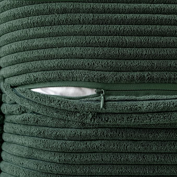 MIULEE Christmas Decorative Throw Pillow Covers for Couch Bed Livingroom 20x20 Inch Set of 2 Dark Green Boho Accent Throw Pllows Broadside Striped Patchwork Soft Corduroy Pillowcases