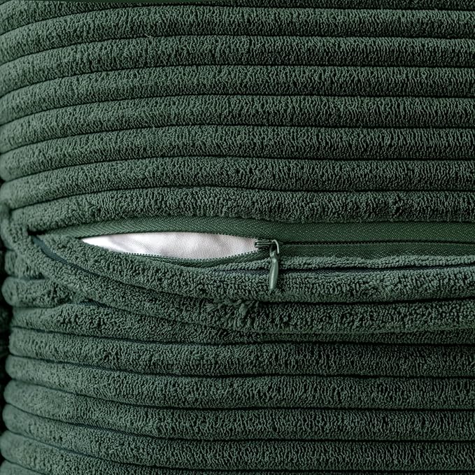 MIULEE Christmas Decorative Throw Pillow Covers for Couch Bed Livingroom 16x16 Inch Set of 2 Dark Green Boho Accent Throw Pllows Broadside Striped Patchwork Soft Corduroy Pillowcases