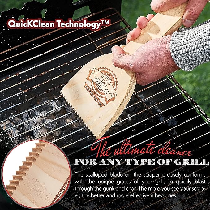 Wood Grill Scraper - Wooden BBQ Grill Brush Cleaner Alternative - Enjoy Safe & Bristle Free Barbecue