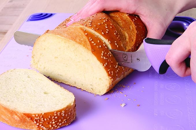 Mercer Culinary Millennia Color Handle Cutlery 8" Offset Bread Knife (Wavy Edge) Purple