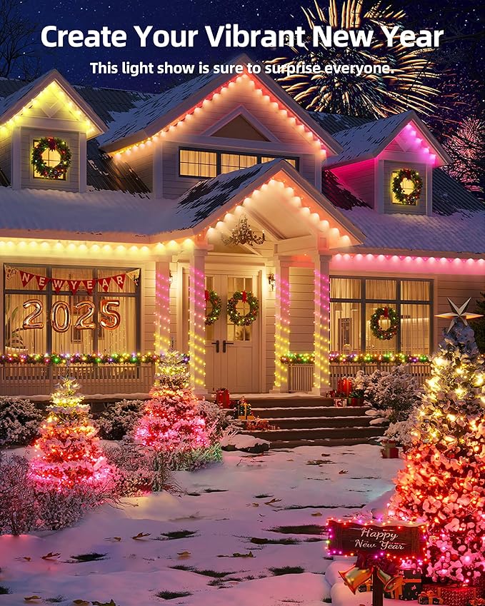 Permanent Outdoor Lights, 63.6ft with 36 RGBIC LED Light with App Control, Waterproof Permanent Christmas Lights for Outside Roofline Decor, Garden Decor, House,Party, Holiday Xmas Decoration