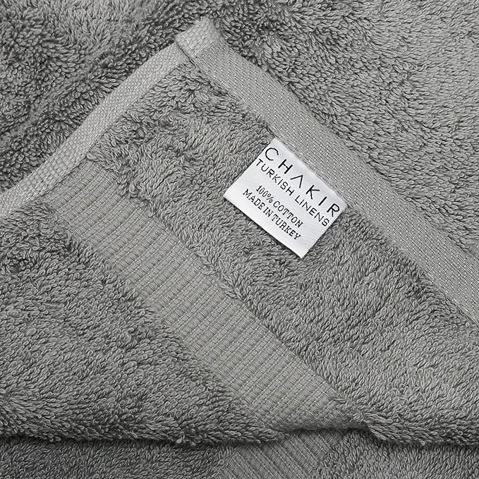 Chakir Turkish Linens Premium Cotton Absorbent Turkish Towels (Hand Towel - 4 Piece Gray)